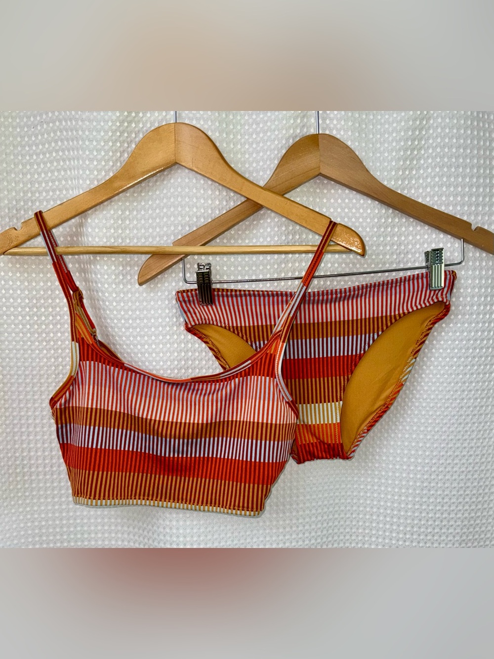 Aerie Jacquard Striped Longline Scoop Bikini Top Size Medium - Striped‎ - Picture 11 of 15